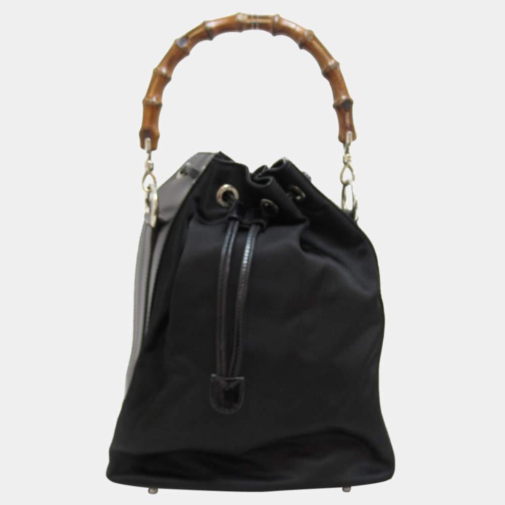Gucci Black Nylon Bamboo Bucket Bag商品第1张图片规格展示