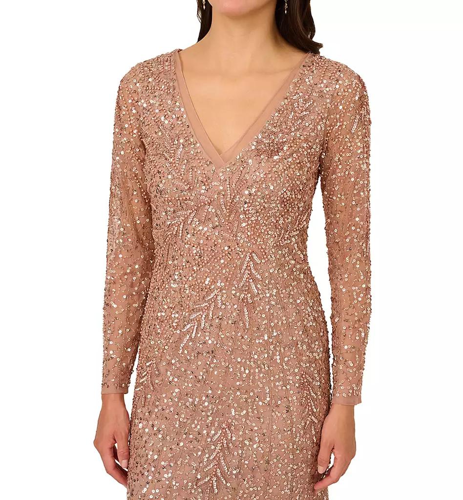 adrianna papell mock neck beaded column dress with t-back Adrianna Papell Square Neck Bead Mesh Column Dress - Brilliant Sapphire