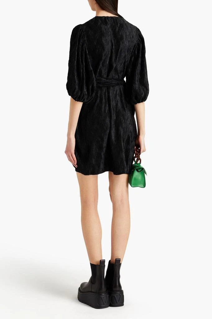 商品Ganni|Belted plissé-satin mini dress,价格¥738,第3张图片详细描述