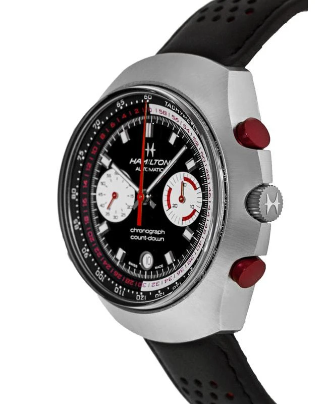 商品Hamilton|Hamilton American Classic Chrono-Matic 50 Auto Chrono Limited Edition Black Dial Leather Strap Unisex Watch H51616731,价格¥18393,第2张图片详细描述