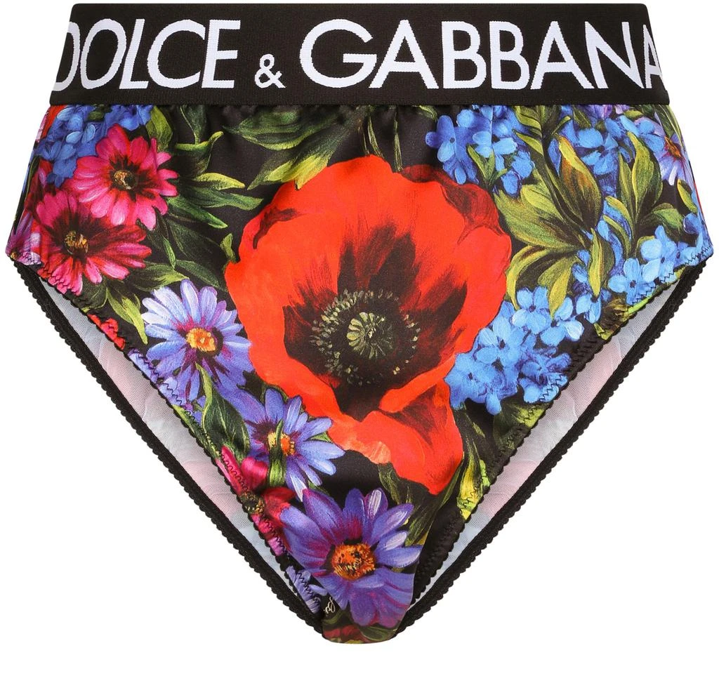 商品Dolce & Gabbana|High-waisted satin briefs with meadow print,价格¥1301,第1张图片