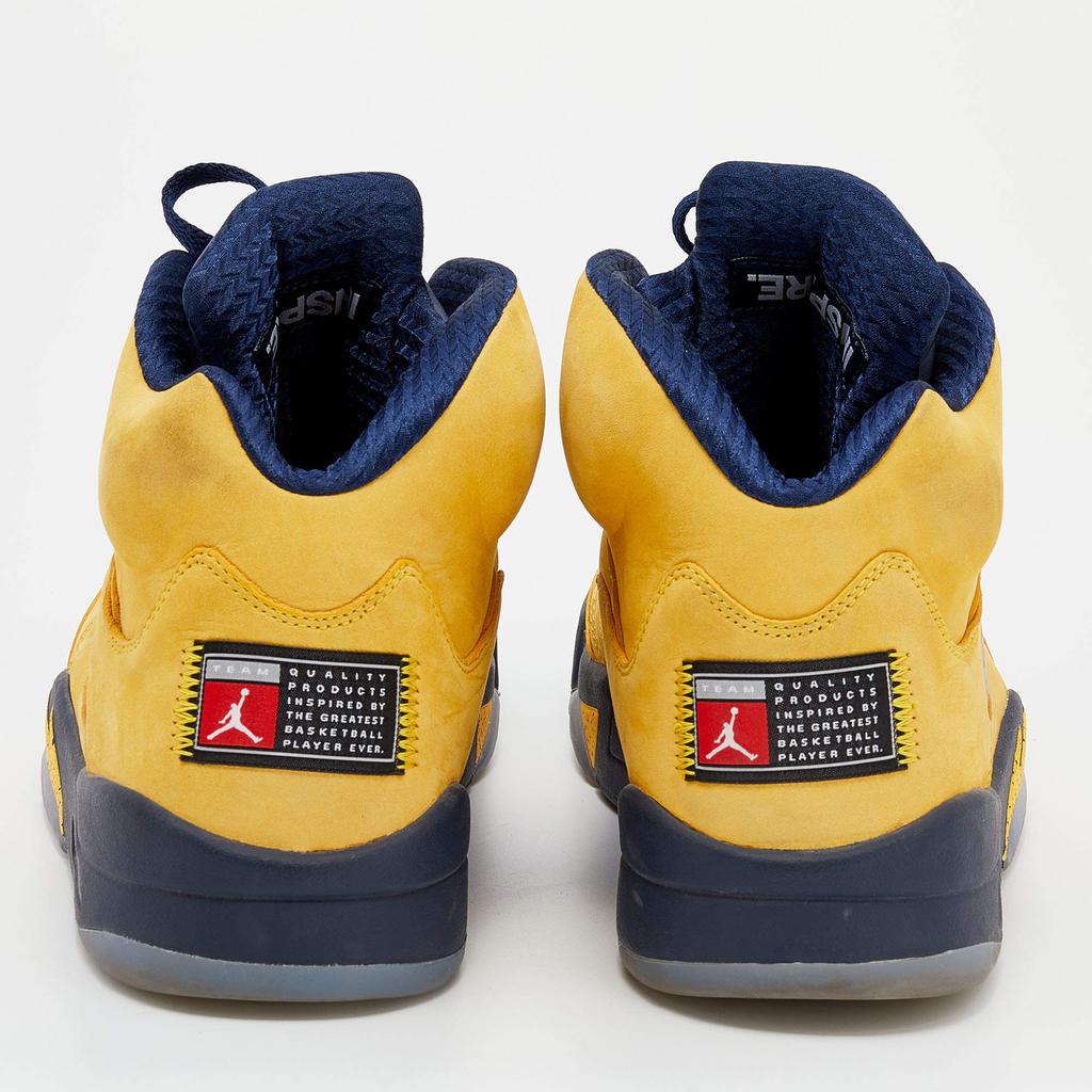 Jordan Yellow/Blue Leather Air Jordan 5 Retro Michigan High Top Sneakers Size 47商品第5张图片规格展示