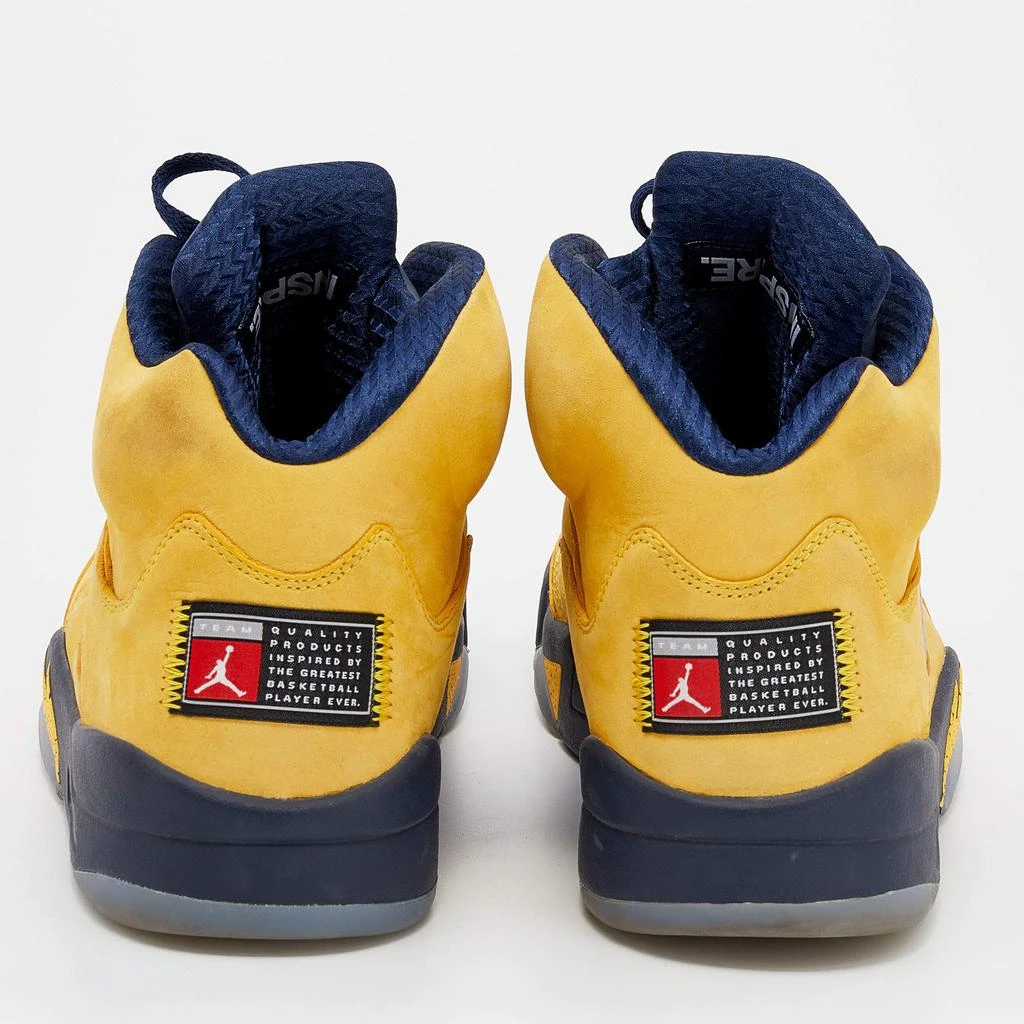 商品[二手商品] Jordan|Jordan Yellow/Blue Leather Air Jordan 5 Retro Michigan High Top Sneakers Size 47,价格¥914,第5张图片详细描述