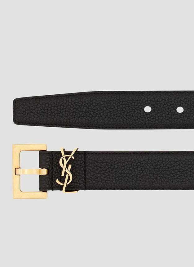 商品Yves Saint Laurent|Square Buckle Monogram Belt in Black,价格¥3598,第5张图片详细描述