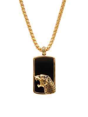 商品Effy|18K Goldplated Sterling Silver, Onyx & Black Spinel Pendant Necklace,价格¥4591,第1张图片