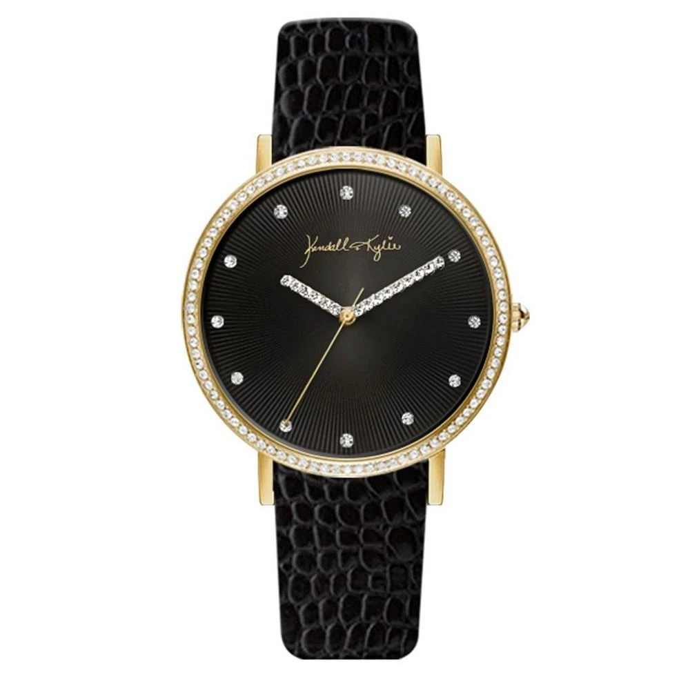 商品KENDALL & KYLIE|Women's Textured Black Patent Leather Stainless Steel Strap Analog Watch,价格¥112,第1张图片