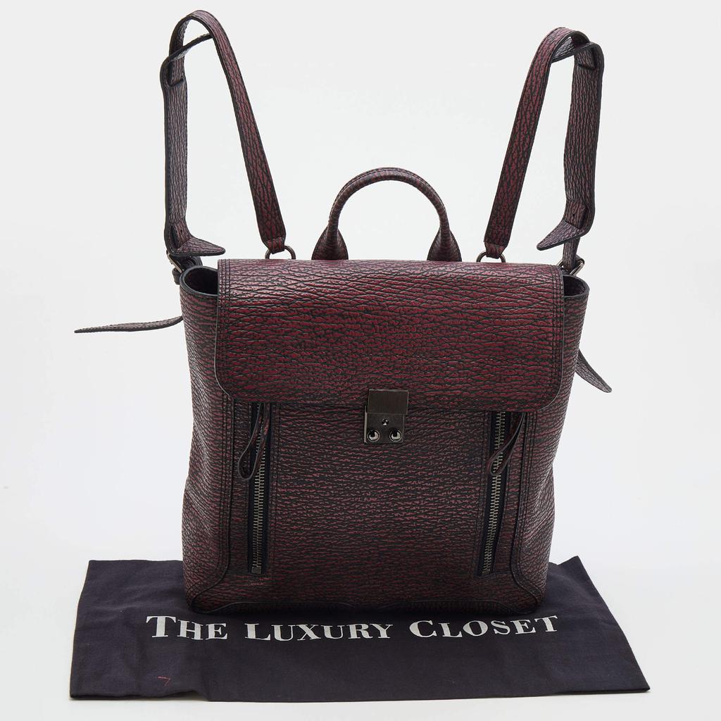 3.1 Phillip Lim Burgundy Black Textured Leather Pashli Backpack商品第9张图片规格展示