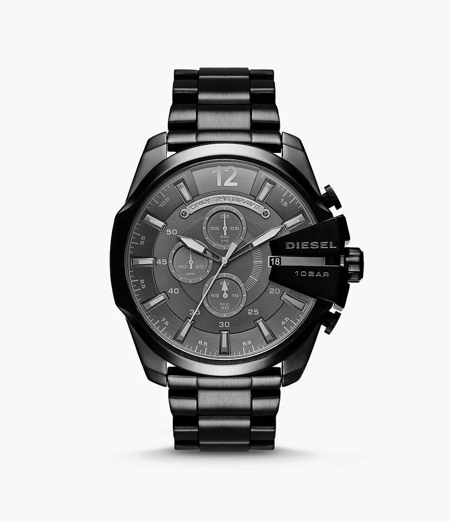 商品Diesel|Men's Mega Chief Chronograph, Black-Tone Stainless Steel Watch,价格¥1516,第1张图片