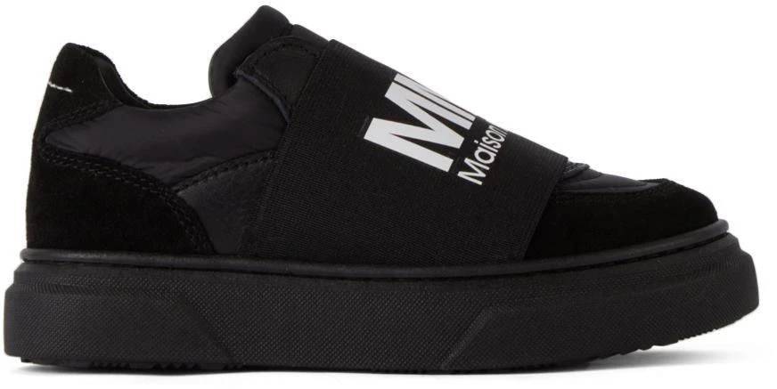 商品MAISON MARGIELA|Kids Black Logo Slip-On Sneakers,价格¥630,第1张图片