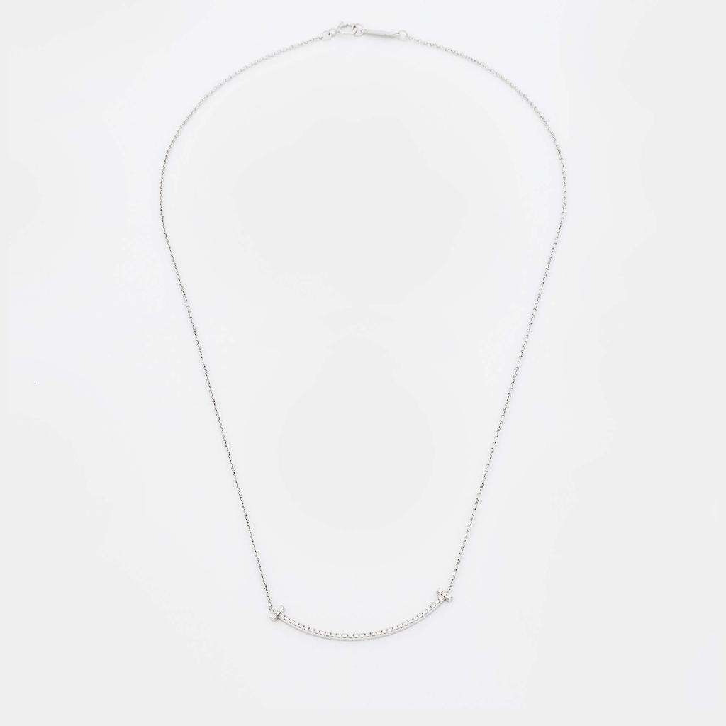 Tiffany & Co. Tiffany T Smile Diamond 18k White Gold Necklace商品第2张图片规格展示
