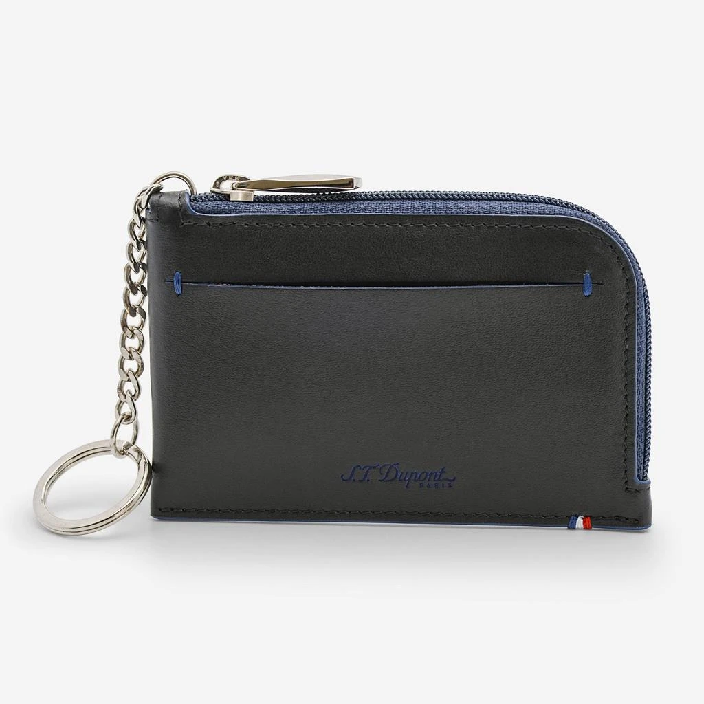 商品S.T. Dupont|S.T. Dupont "Line D" Slim Blue and Black Cowhide and Leather Coin Purse and Key Ring 184002,价格¥569,第1张图片