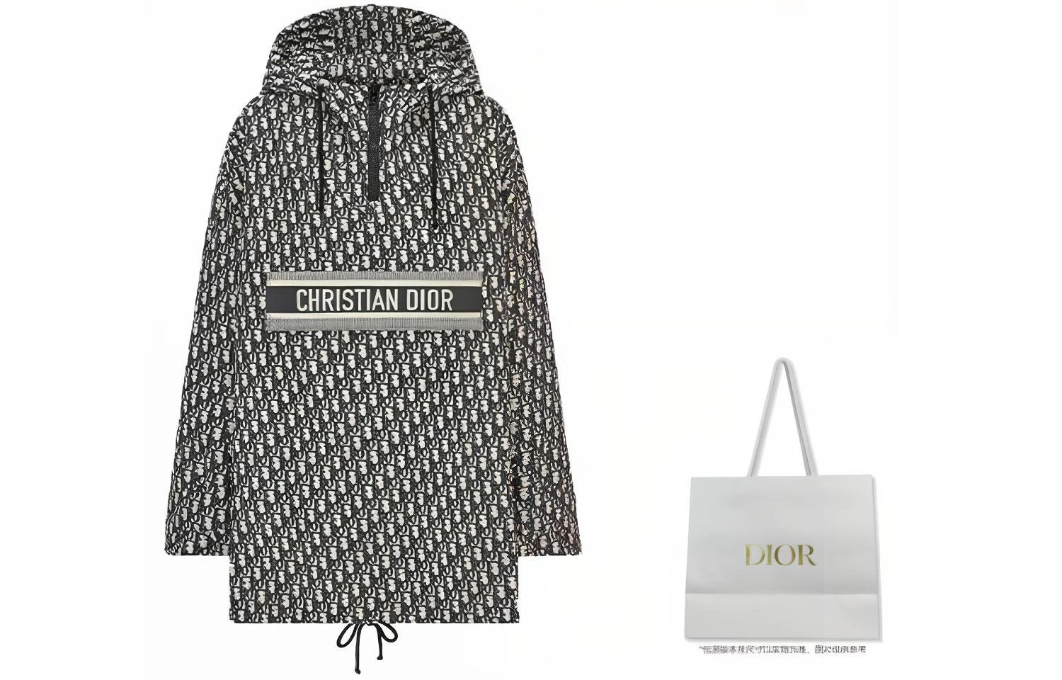 商品[国内直发] Dior|迪奥 科技塔夫绸Oblique印花连帽夹克外套 女款 黑色,价格¥26830,第6张图片详细描述