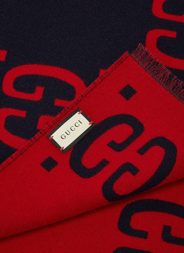 商品Gucci|GG Logo Wool Scarf in Blue,价格¥3597,第6张图片详细描述