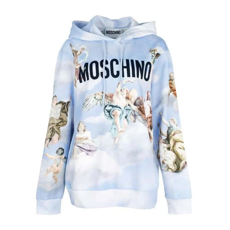 商品Moschino|MOSCHINO 女士浅蓝色棉质天使印花连帽卫衣 V1710-5427-1291,价格¥2791,第1张图片