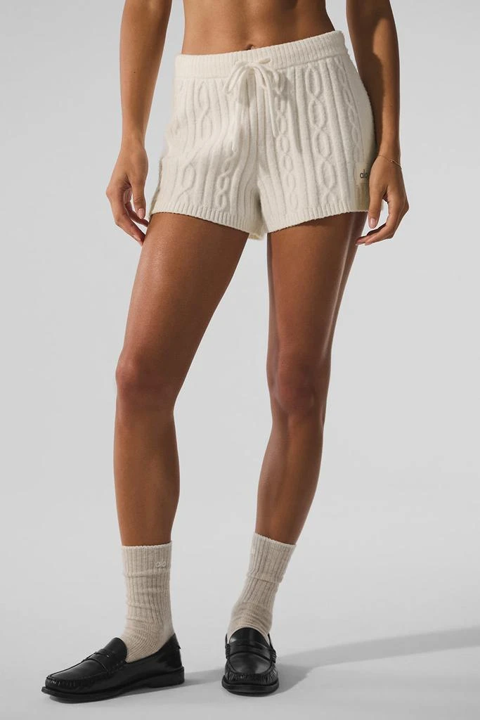 商品Alo|Cable Knit Winter Bliss Short - Ivory,价格¥753,第1张图片