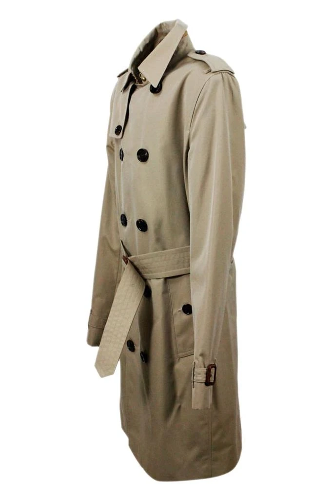 商品Burberry|Burberry Trench Coat In Cotton Gabardine With Buttons And Belt With Check Interior,价格¥7053,第2张图片详细描述