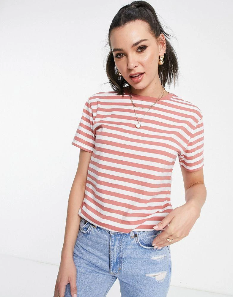 商品Echo Design|ASOS DESIGN Tall ultimate t-shirt in terracotta and white stripe,价格¥80,第4张图片详细描述