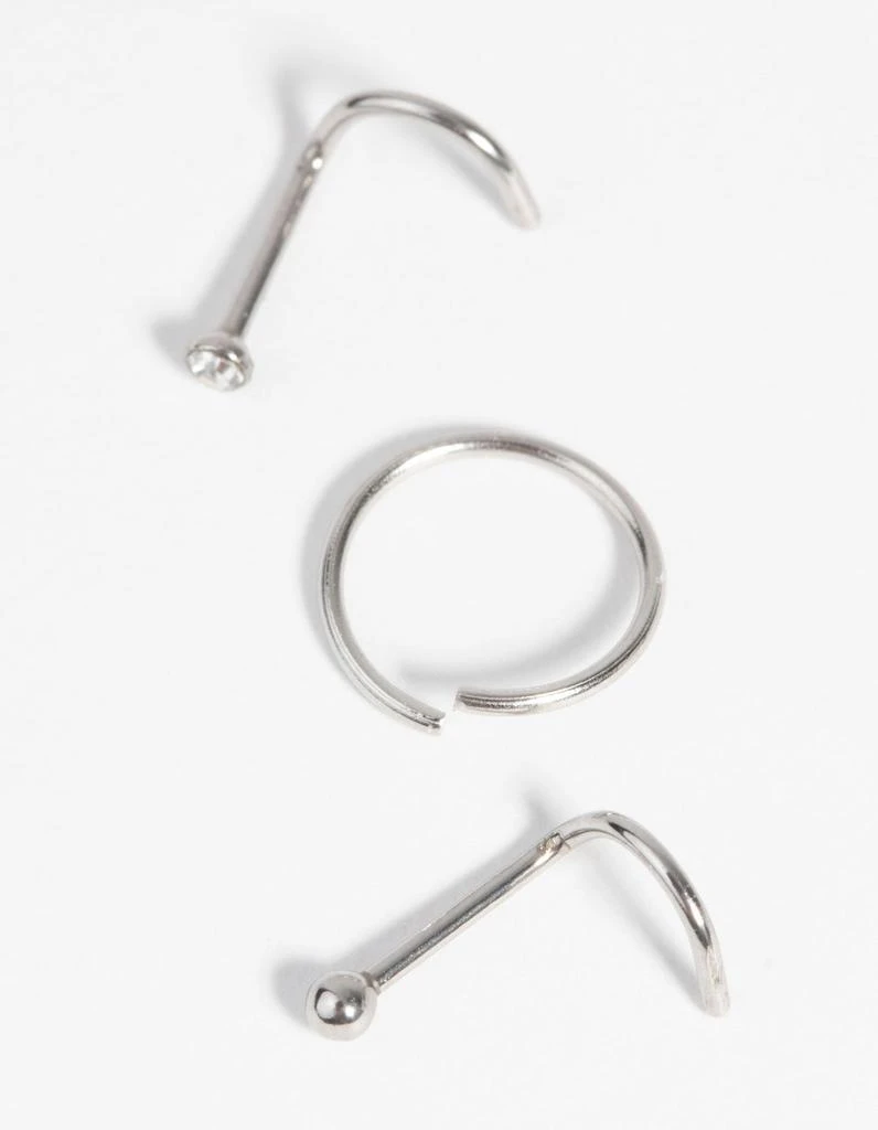 商品Lovisa|Surgical Steel Nose Stud and Ring Pack with Diamantes,价格¥81,第3张图片详细描述