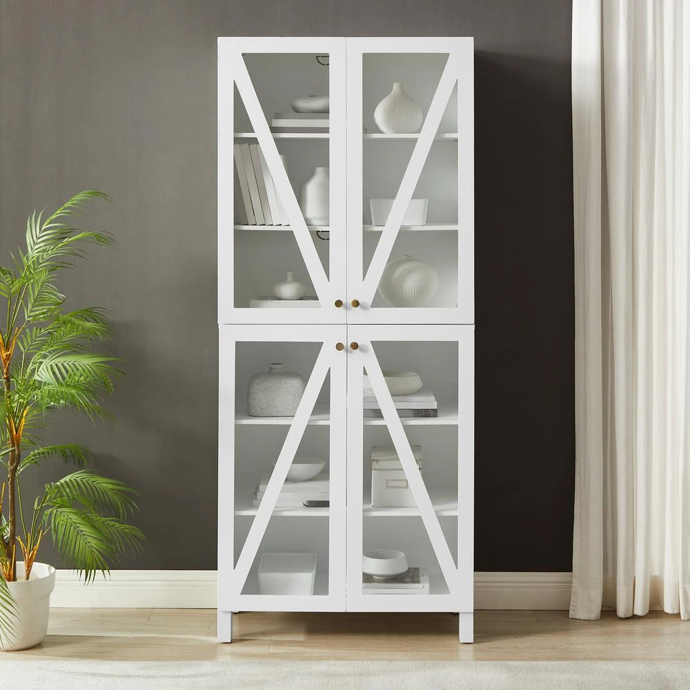 商品Crosley|Cassai Tall Storage Pantry White - 2 Stackable Pantries,价格¥3883,第3张图片详细描述