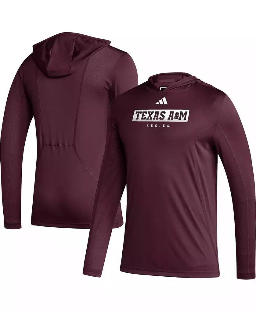 商品Adidas|Men's Maroon Texas A&M Aggies Sideline AEROREADY Hooded Long Sleeve T-shirt,价格¥347,第1张图片