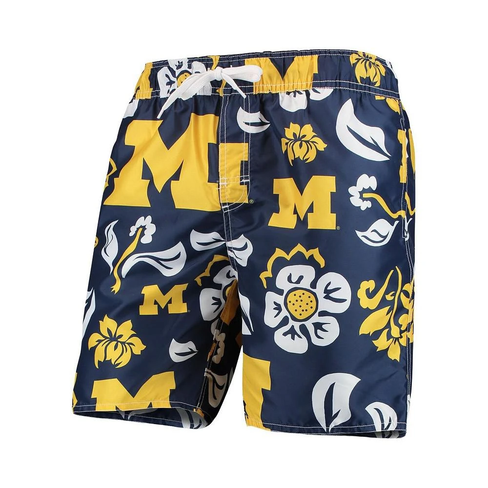 商品Wes & Willy|Men's Navy Michigan Wolverines Floral Volley Swim Trunks,价格¥447,第1张图片