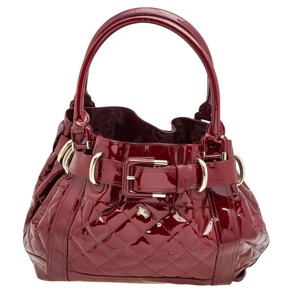 商品[二手商品] Burberry|Burberry Burgundy Patent Leather Quilted Prorsum Beaton Tote,价格¥2612,第1张图片