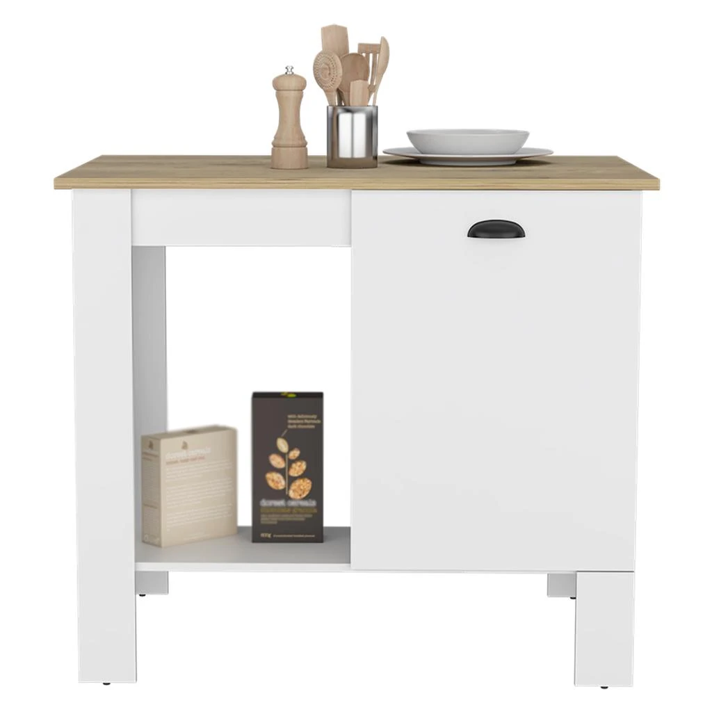 商品Homezia|White and Natural 35" Kitchen Island With Storage,价格¥2798,第5张图片详细描述