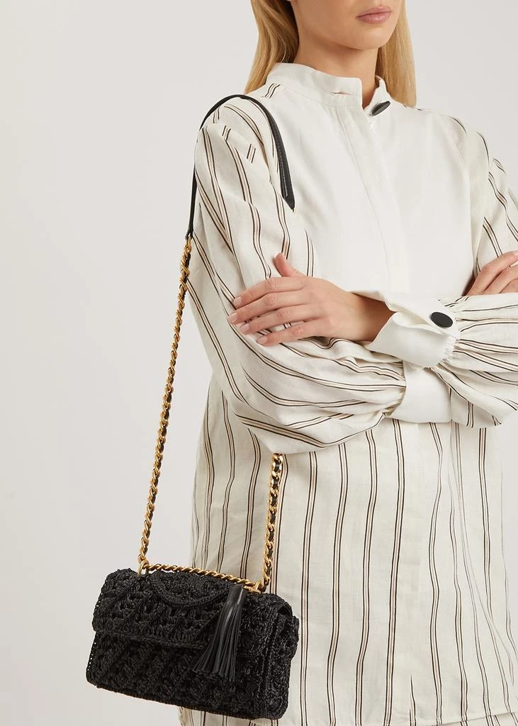 商品Tory Burch|Fleming black woven raffia shoulder bag,价格¥7929,第5张图片详细描述