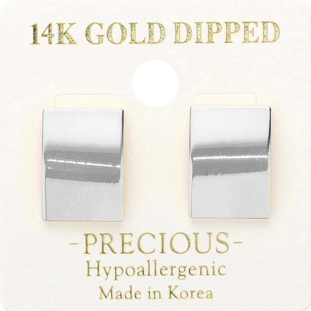 商品FASHNZFAB|14K Gold Dipped Hypoallergenic Rectangular Plate Stud Earrings - Rhodium,价格¥193,第1张图片
