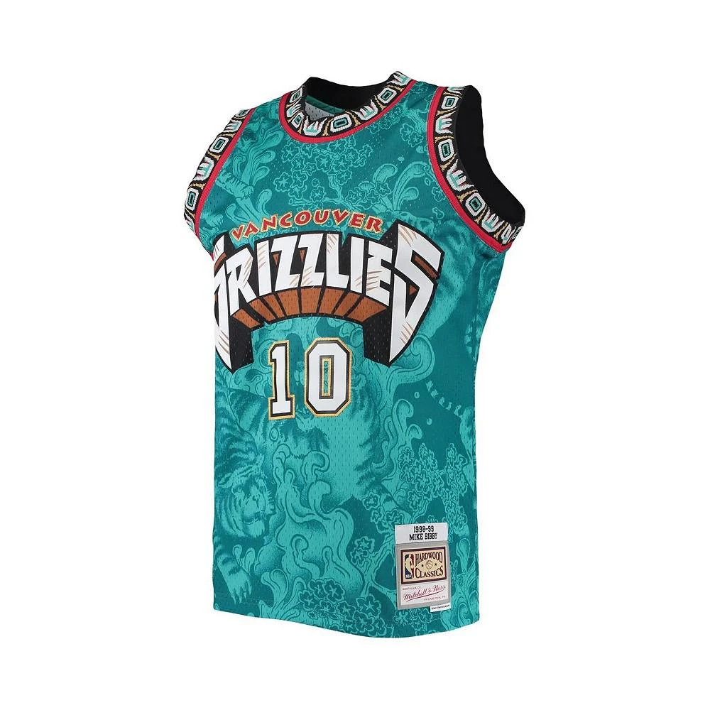 商品Mitchell & Ness|Men's Mike Bibby Turquoise Vancouver Grizzlies Hardwood Classics 1998-99 Lunar New Year Swingman Jersey,价格¥1223,第2张图片详细描述