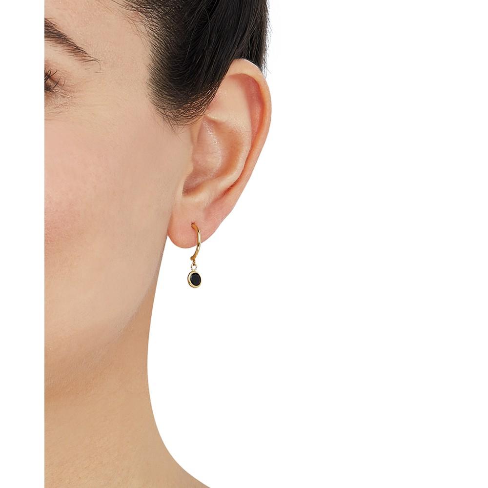 Onyx Circle Dangle C-Hoop Earrings in 14k Gold商品第2张图片规格展示