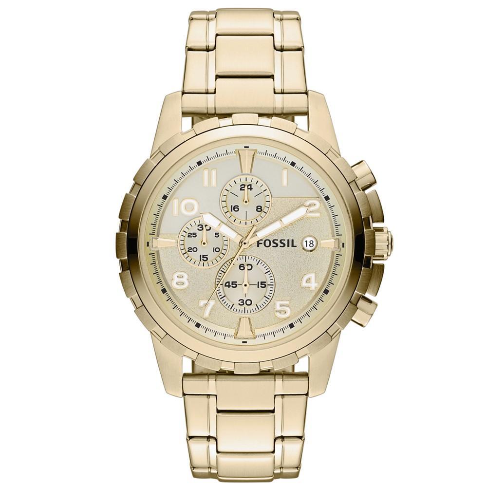 商品Fossil|Men's Chronograph Dean Gold-Tone Stainless Steel Bracelet Watch 45mm,价格¥1308,第1张图片