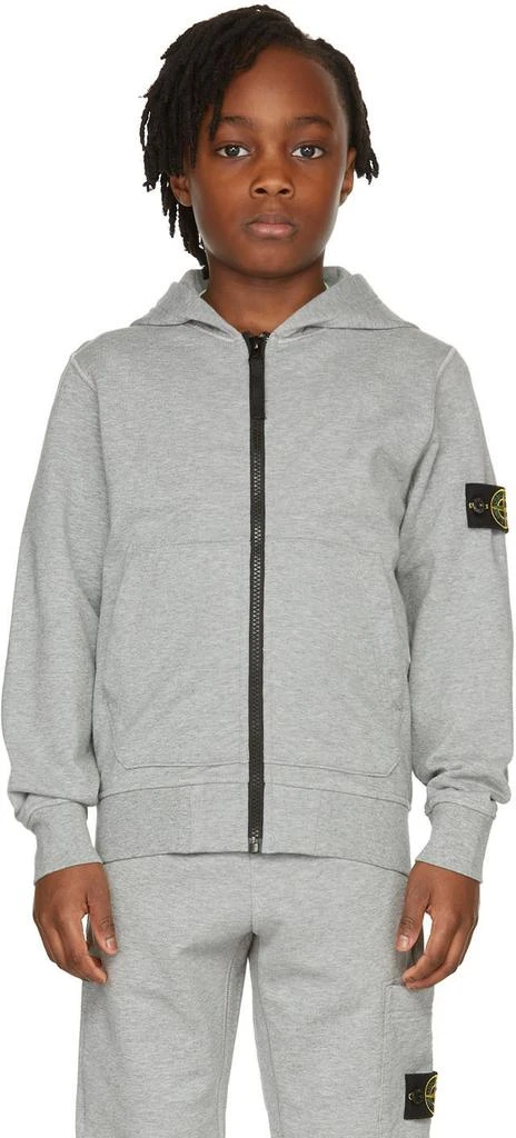 商品Stone Island Junior|Kids Grey Zip-Up Hoodie,价格¥612,第2张图片详细描述