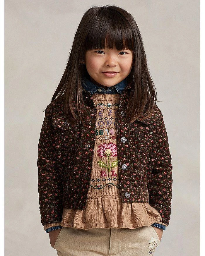 商品Ralph Lauren|Girls' Floral Corduroy Trucker Jacket - Little Kid, Big Kid,价格¥433,第1张图片