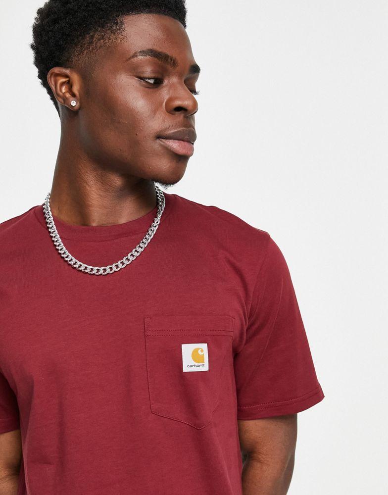 Carhartt WIP pocket t-shirt in burgundy商品第1张图片规格展示