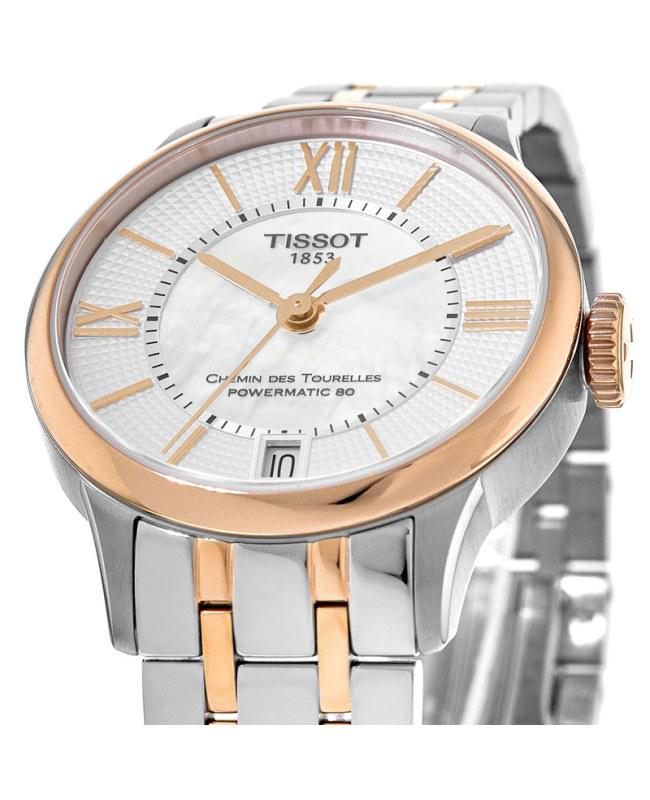 Tissot Chemin Des Tourelles Mother of Pearl Dial Two-Toned Stainless Steel Women's Watch T099.207.22.118.02商品第2张图片规格展示