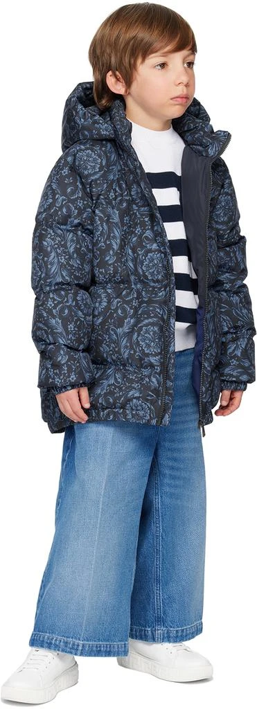 商品Versace|Kids Navy Barocco Down Jacket,价格¥3573,第4张图片详细描述