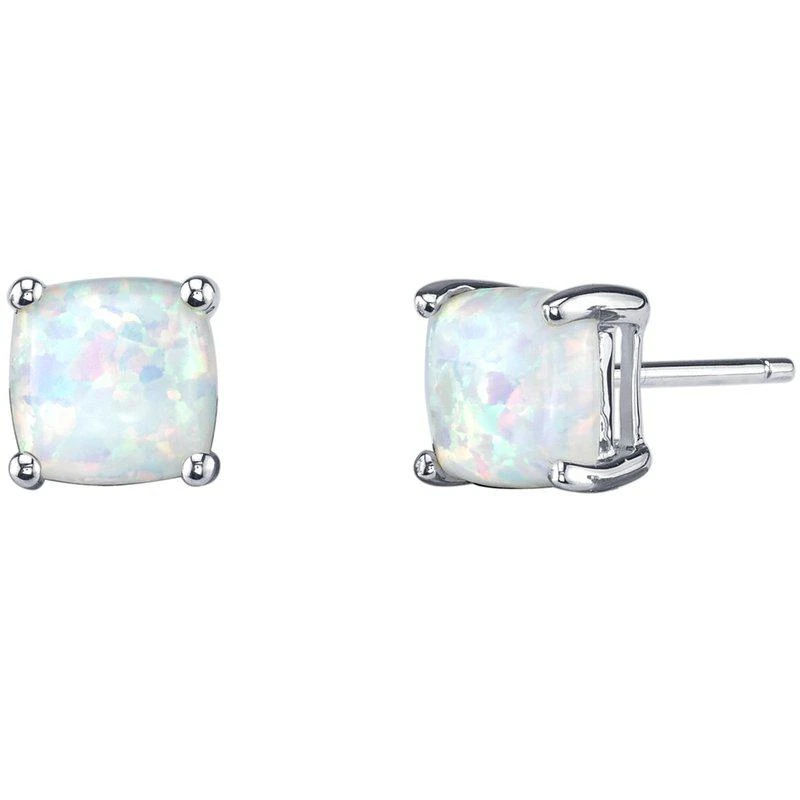 商品Peora|14K White Gold Cushion Cut Created Opal Stud Earrings,价格¥1533,第1张图片