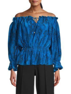 商品Tahari|Silk Off-The-Shoulder Blouse,价格¥948,第1张图片