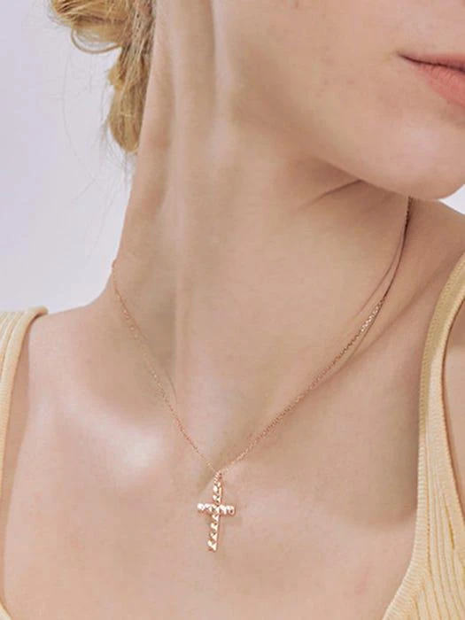 Stud Cross Pendant - 3 Colors (10K / 14K / 18K) 商品