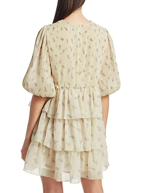 商品Ganni|Floral Pleated Georgette Babydoll Dress,价格¥529,第5张图片详细描述