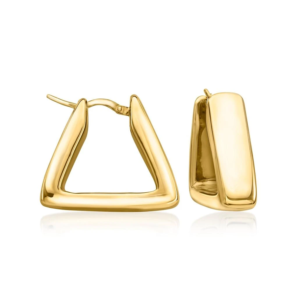 商品Ross-Simons|Italian 18kt Gold Over Sterling Triangular Hoop Earrings,价格¥876,第1张图片