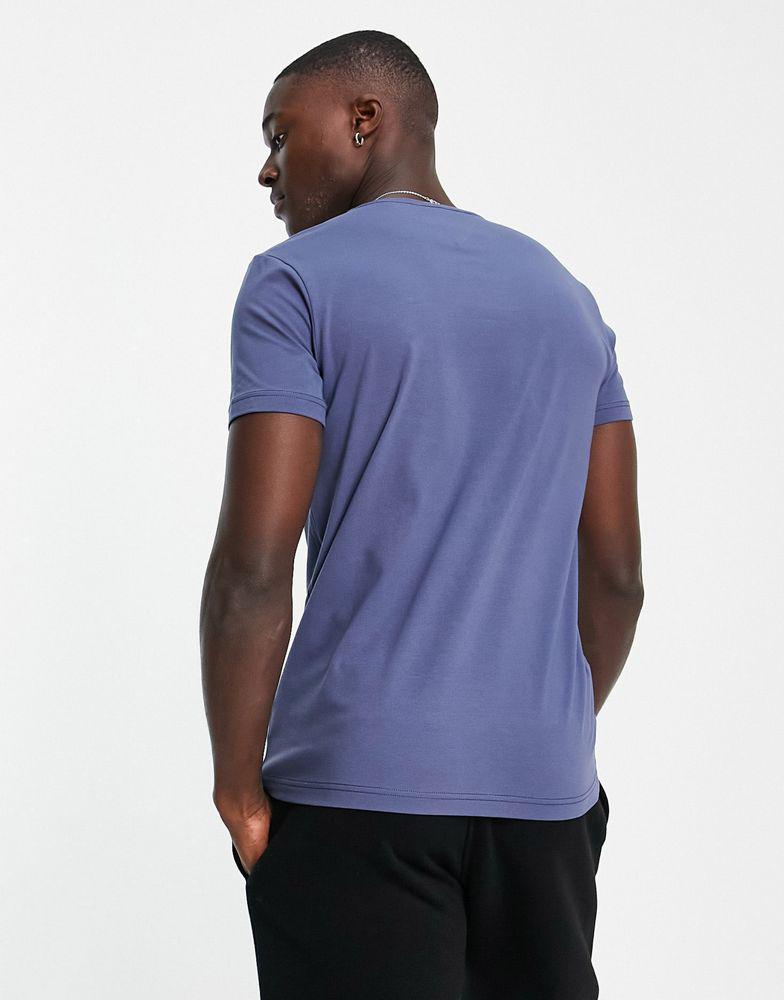 Tommy Hilfiger flag logo stretch slim fit cotton t-shirt in mid blue商品第4张图片规格展示