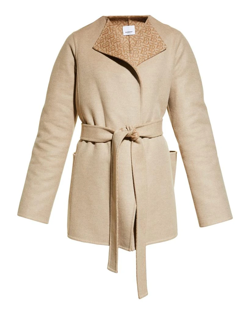 商品Burberry|Ennis Monogram Belted Wool-Cashmere Wrap Coat,价格¥16174,第2张图片详细描述