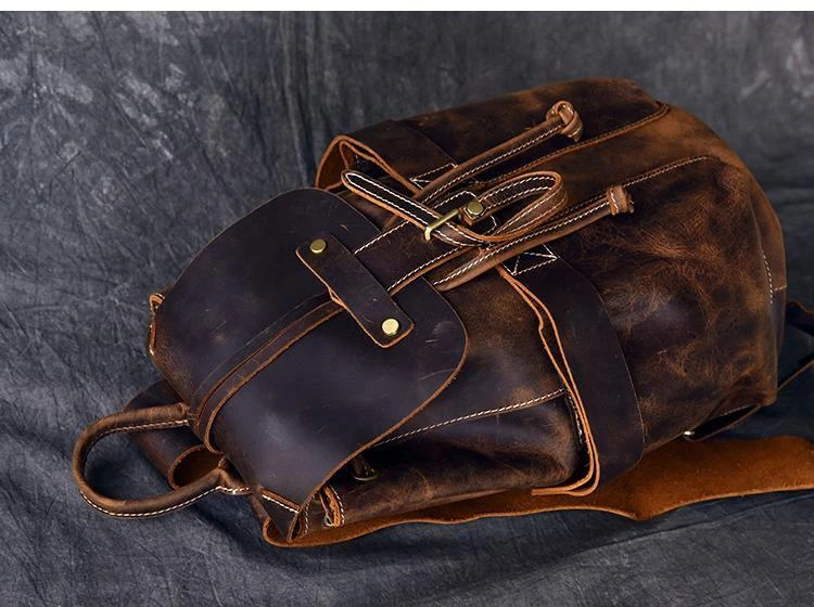 商品Steel Horse Leather|The Olaf Rucksack, Vintage Leather Travel Backpack,价格¥1493,第2张图片详细描述