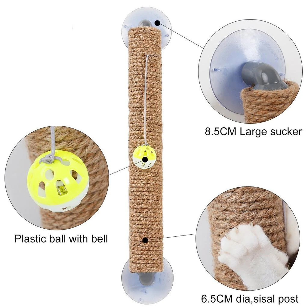 商品Pet Life|'Stick N' Claw' Sisal Rope and Toy Suction Cup Stick Shaped Cat Scratcher,价格¥246,第2张图片详细描述