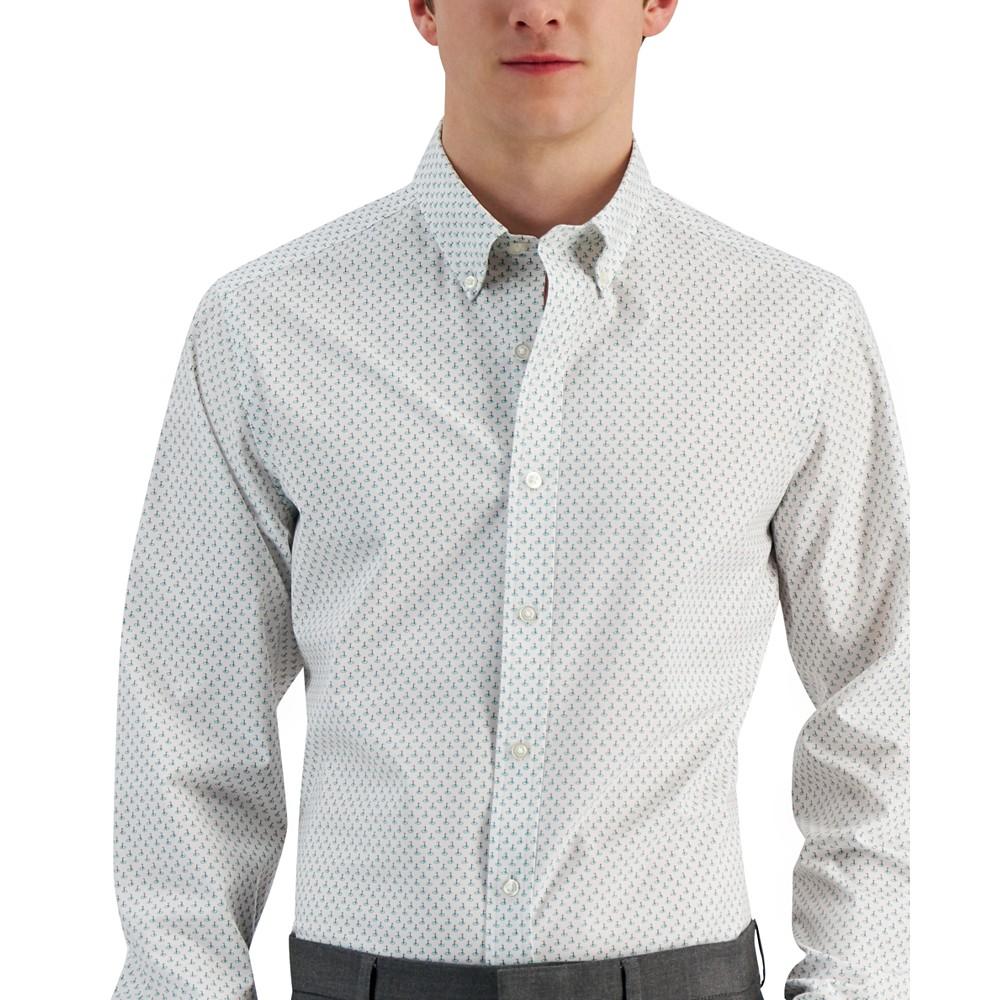 Men's Slim Fit 4-Way Stretch Golf Print Dress Shirt, Created for Macy's商品第3张图片规格展示