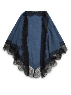 商品La Fiorentina|Lace-Trim Wool Triangle Scarf,价格¥191,第2张图片详细描述