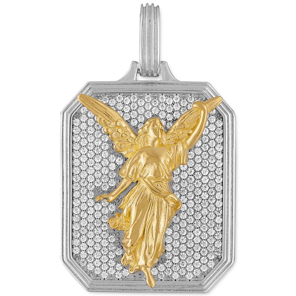 商品Esquire Men's Jewelry|Cubic Zirconia Angel Amulet Pendant in Sterling Silver and 14k Gold-Plated Silver, Created for Macy's,价格¥2576,第1张图片