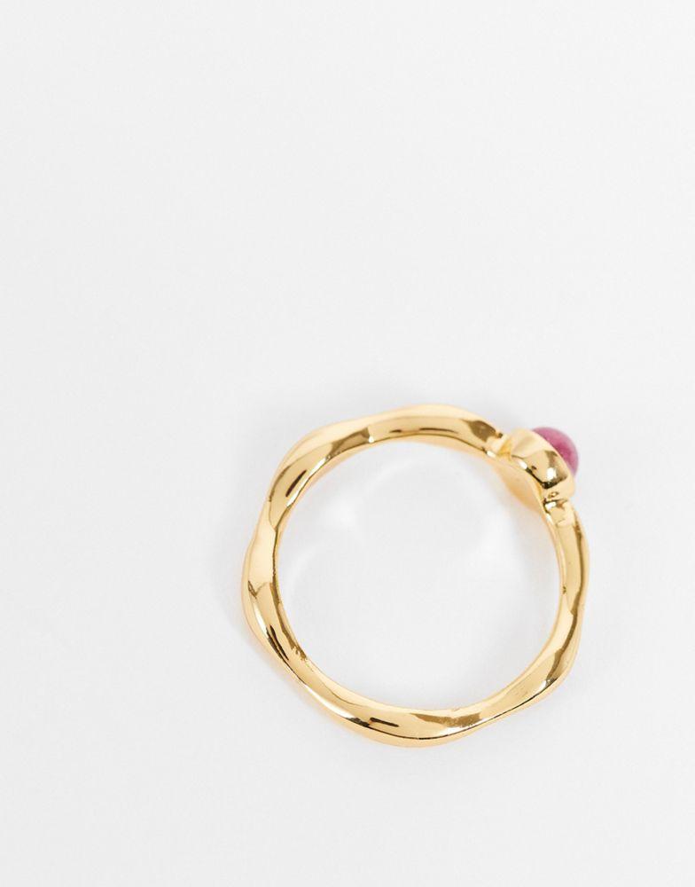 ASOS DESIGN 14k gold plated ring with garnet style birthstone商品第3张图片规格展示